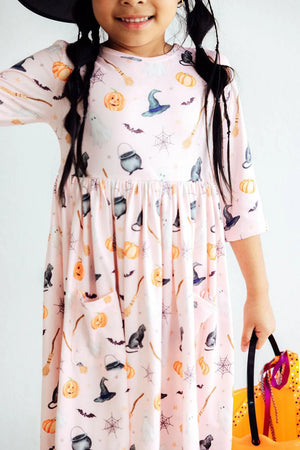 Mila & Rose - Hey Boo 3/4 Sleeve Pocket Twirl Dress