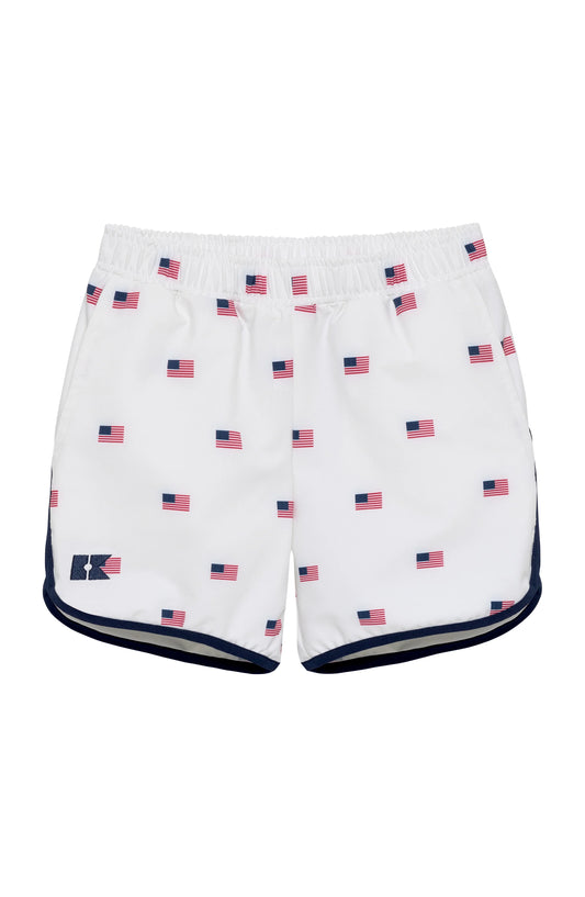 Courtside Kids - Old Glory Retro Super Short with Navy Piping