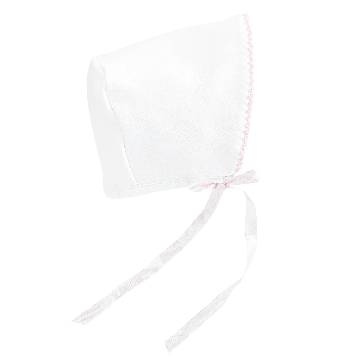 Baby Club Chic - White Bonnet w/ Crochet Trim