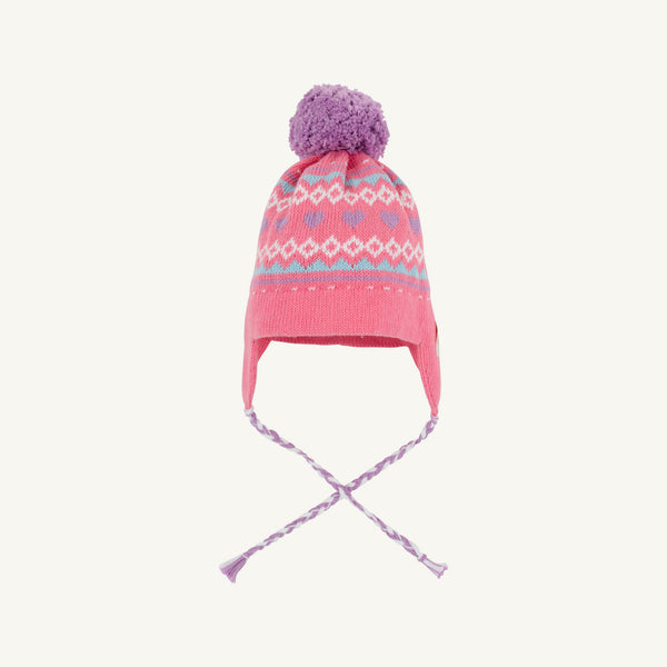 Winter Park Pink/Fairisle Hearts Parrish Pom Pom Hat