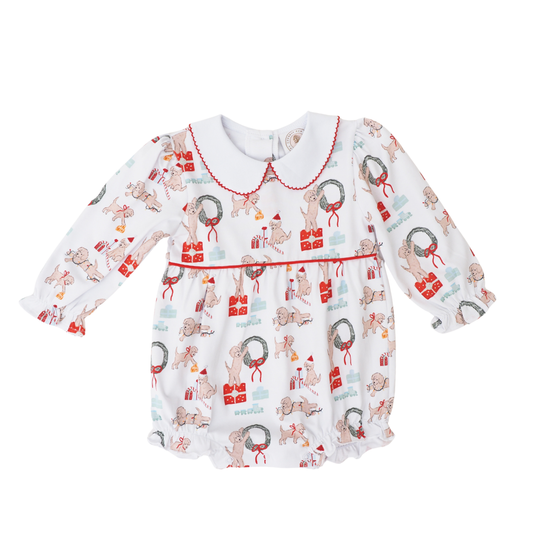 Cypress Row Santa Paws Collins Classic Bubble featuring festive paw print design on a clear glass bubble ornament