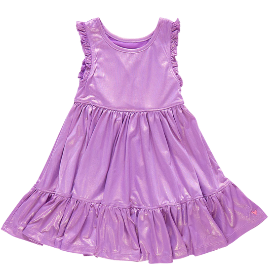 Pink Chicken - Girls Lame Kelsey Dress - Purple