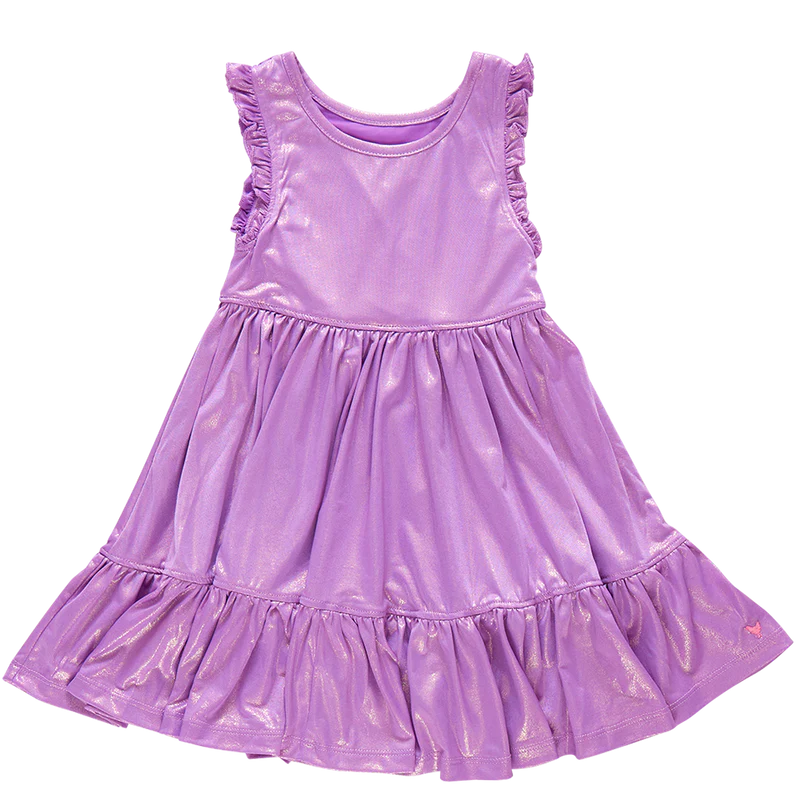 Pink Chicken - Girls Lame Kelsey Dress - Purple