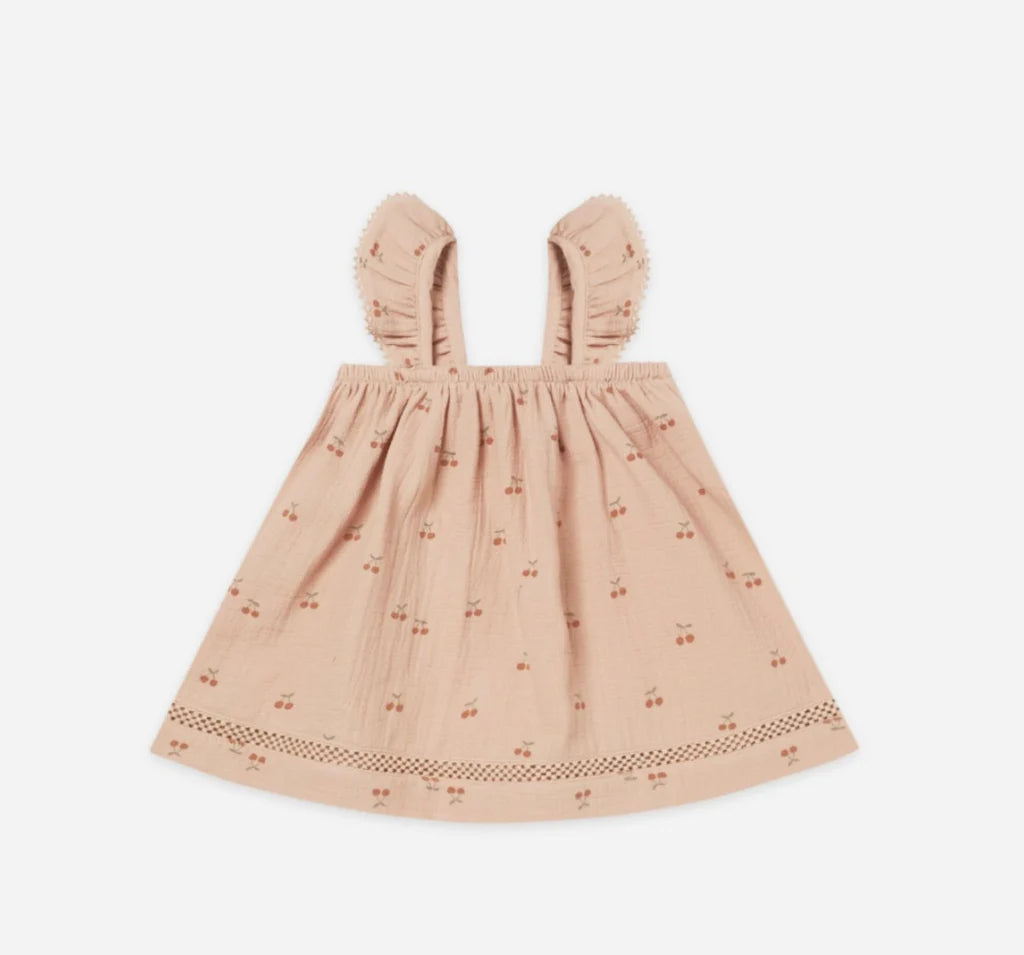Quincy Mae - Cherries Organic Ruffle Tank Dress