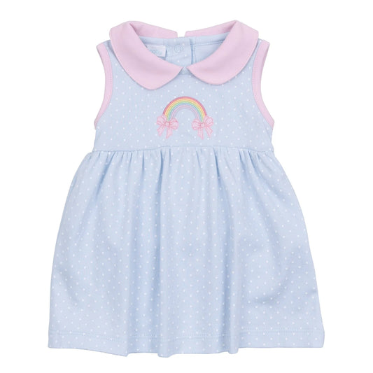 Magnolia Baby - Rainbow Wishes Applique Collared S/less Toddler Dress