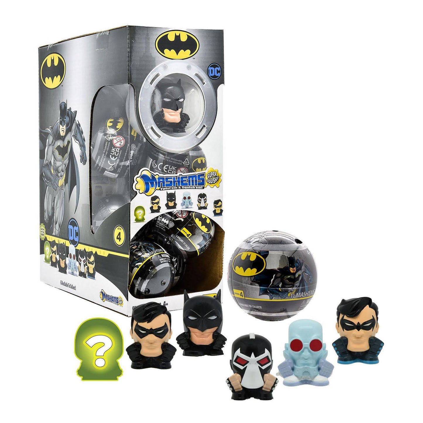 Schylling Batman Mash'ems soft squishy toys featuring Batman character from DC Comics, perfect for squeezing and collecting.