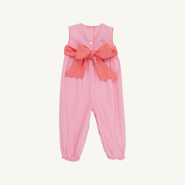 Sandpearl Pink & Mill Street Manor Mini Floral with Pumpkin Sleeveless Rebecca Romper