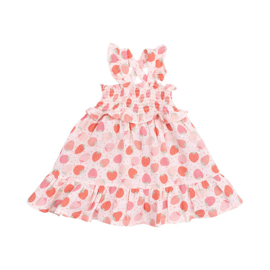 Angel Dear - Strawberry Bliss Smocked Ruffle Sundress