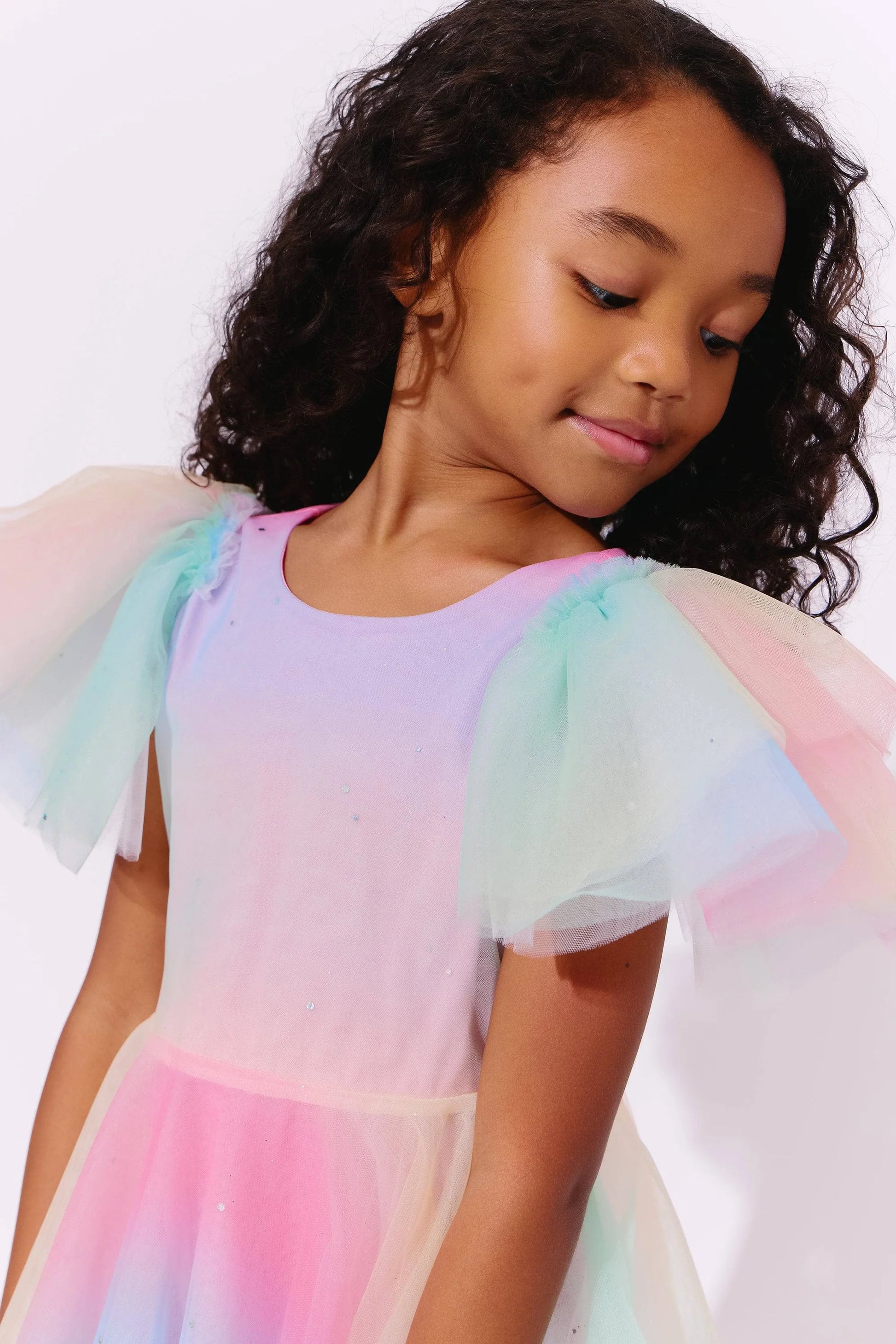 Sparkle Ombre Tulle Dress by Lola and The Boys featuring shimmering tulle fabric and a flowing silhouette.