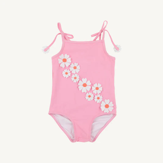 Hamptons Hot Pink Seashore Sherbert floral St Lucia swimsuit by The Beaufort Bonnet Company, showcasing vibrant colors and floral pattern.