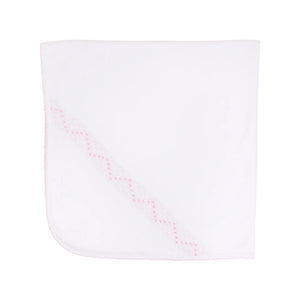 The Beaufort Bonnet Company - Sweetly Smocked Blessing Blanket Worth Avenue White/Palm Beach Pink