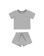 Quincy Mae - Blue Stripe Pocket Tee + Short Set