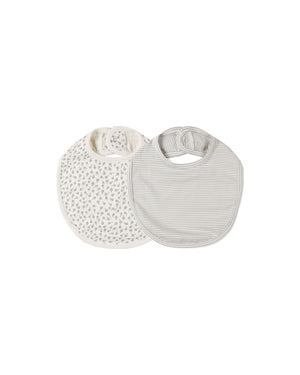 Quincy Mae - Scatter, Blue Micro Stripe Jersey Snap Bib Set