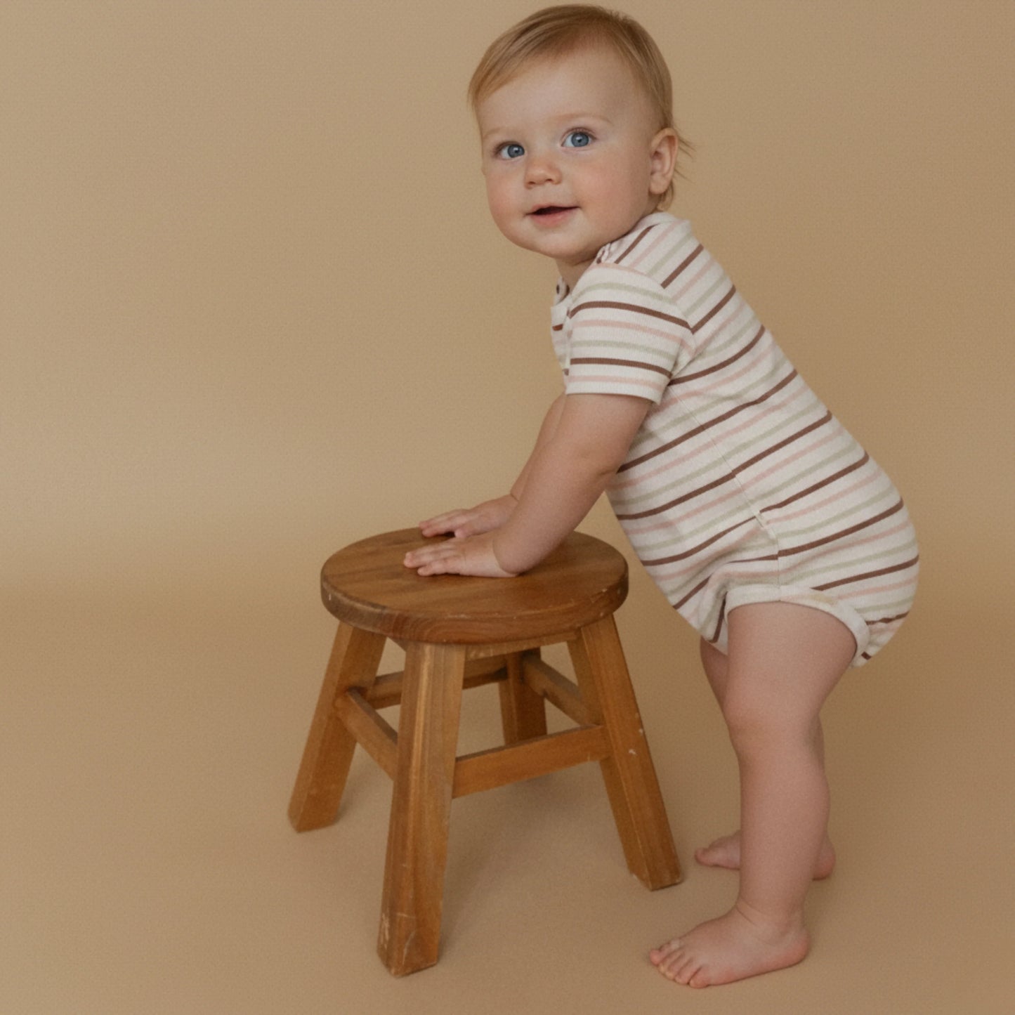 Terra Stripes Organic Short Sleeve Bubble Romper