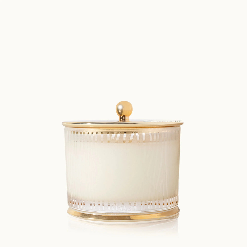 Thyme - Frasier Fir Gilded Medium Poured Candle, Frosted Wood Grain