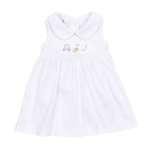 Magnolia Baby - Tiny Tee Time Pink Embroidered Toddler Dress