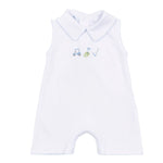 Magnolia Baby - Tiny Tee Time Light Blue Emb Collared S/less Short Playsuit