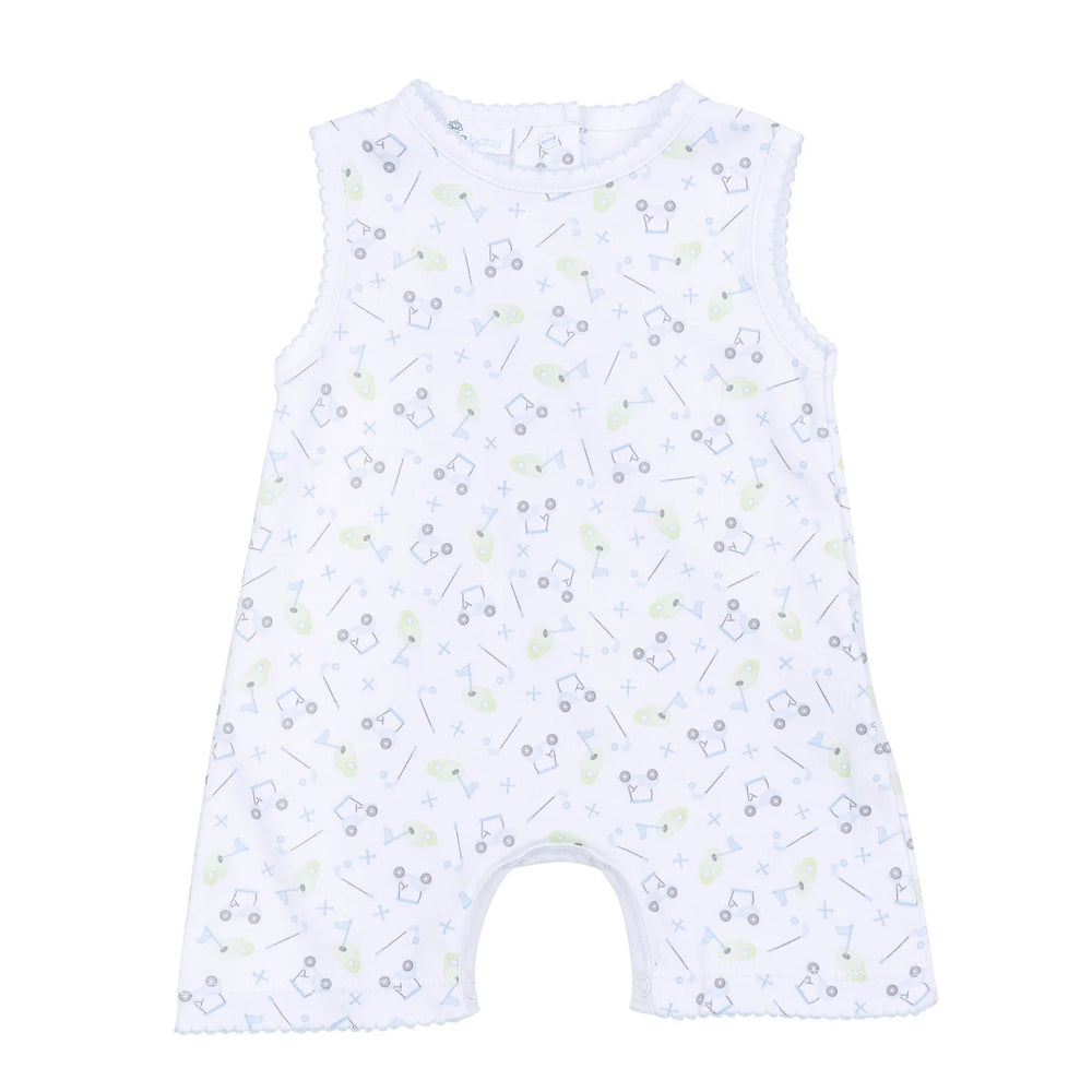 Magnolia Baby - Tiny Tee Time Light Blue Printed S/less Short Playsuit