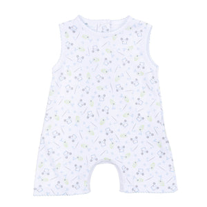 Magnolia Baby - Tiny Tee Time Light Blue Printed S/less Short Playsuit