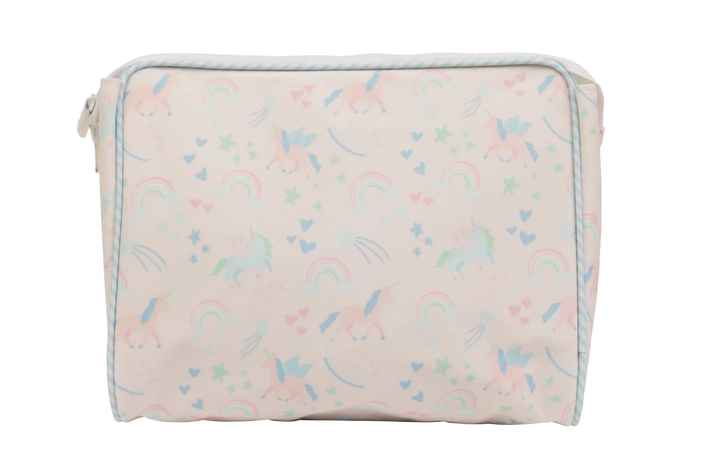 Apple of My Isla unicorn-themed go bag featuring colorful unicorn design and sturdy straps for kids' travel and storage.