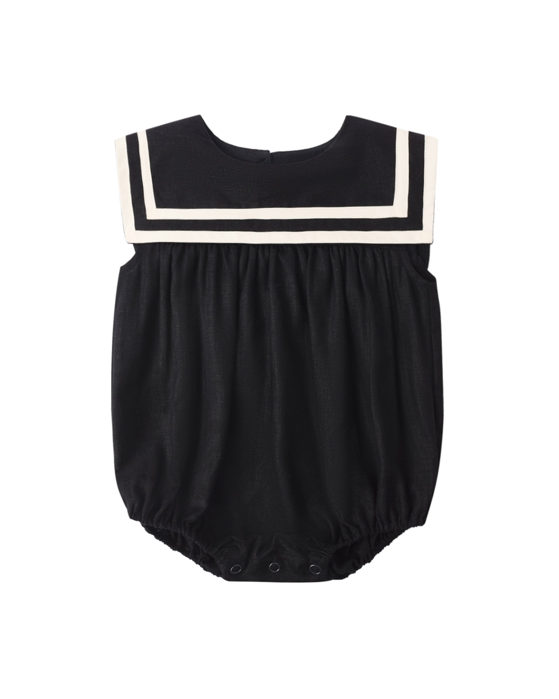 Black sailor romper by Rylee & Cru featuring a nautical-inspired design and comfortable fabric, perfect for summery outfits.