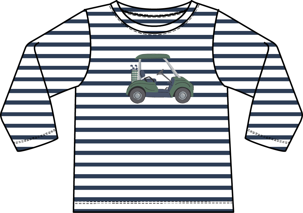 Angel Dear golf applique long-sleeve shirt with playful golf-themed design and soft fabric for comfortable wear.