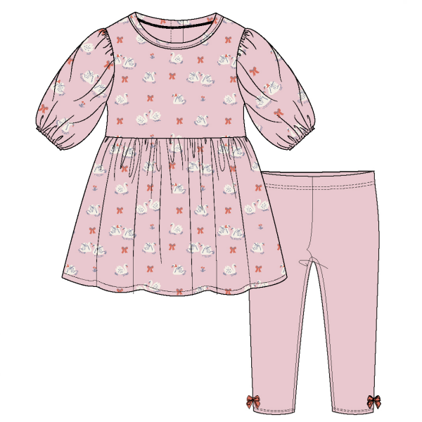 Magnetic Me - Swan of a Kind Magnetic Modal Toddler Dress and Legging Set