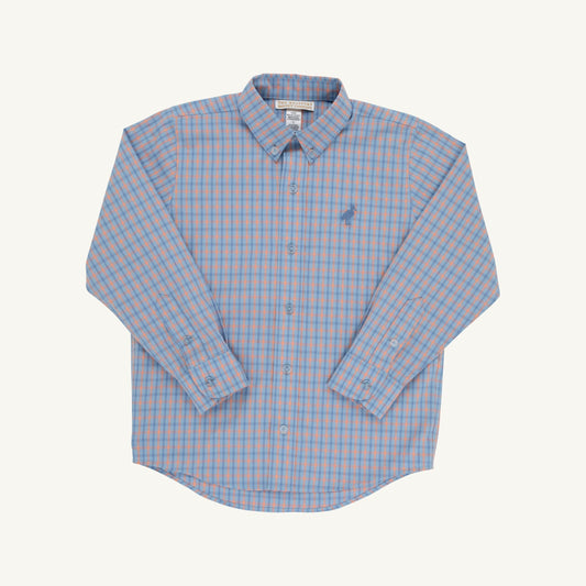 Wheaton Windowpane Nantucket Navy Deans List dress shirt by The Beaufort Bonnet Company, featuring a classic windowpane pattern and navy color.