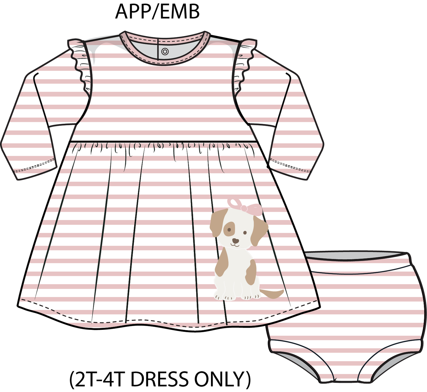Angel Dear Stripe Puppy Dress Set for infants, featuring a cute, colorful striped dress with matching accessories.