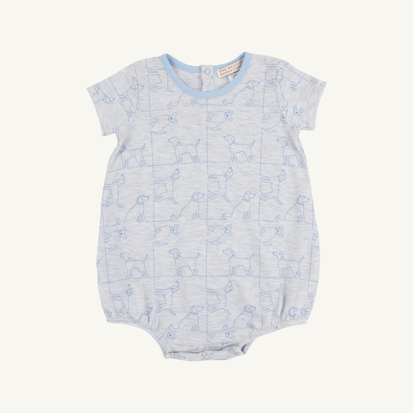 Beale Street Blue short sleeve puppy puzzle shirt by The Beaufort Bonnet Company, featuring playful bubble design and vibrant colors.