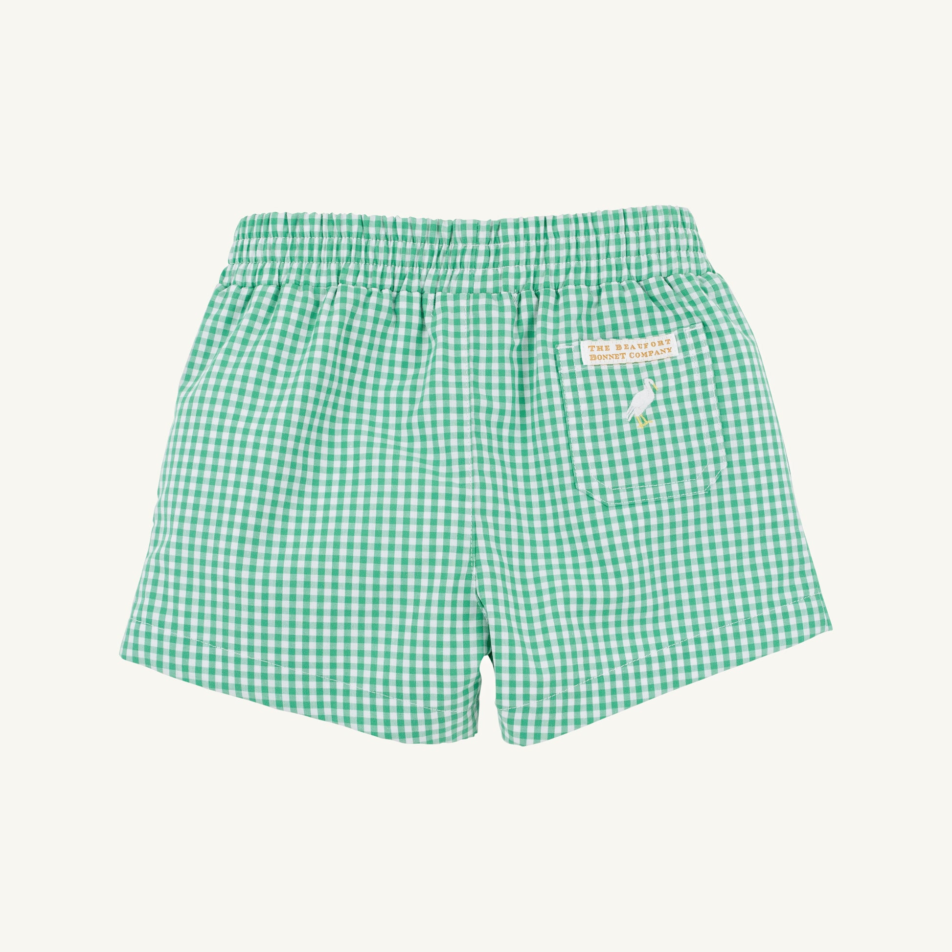 Gibson Island Green Mini Gingham Sheffield Shorts by The Beaufort Bonnet Company, featuring a stylish gingham pattern and tailored fit.