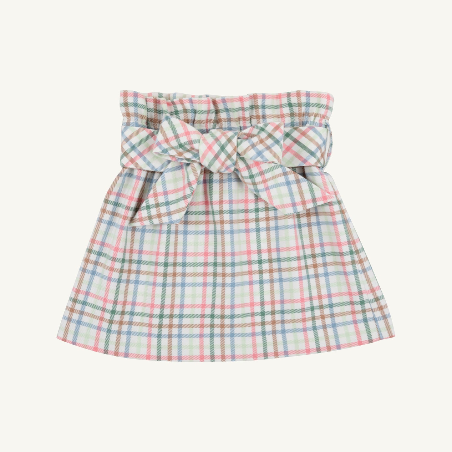 Manalapan Plaid Beasley Bow Skirt by The Beaufort Bonnet Company, woven yarn fabric, showcasing a stylish plaid skirt with a bow detail.