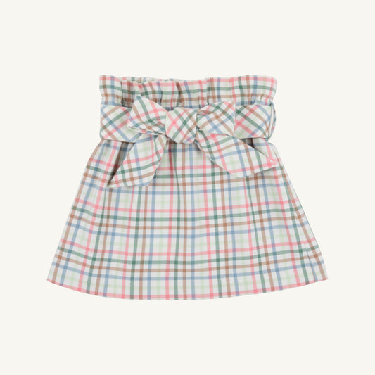 Manalapan Plaid Beasley Bow Skirt by The Beaufort Bonnet Company, woven yarn fabric, showcasing a stylish plaid skirt with a bow detail.