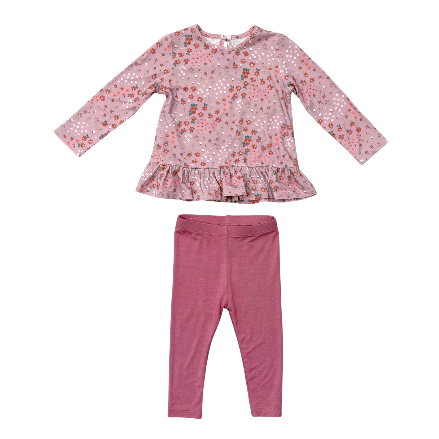 Mini Lilac Cluster Long Sleeve Peplum Set