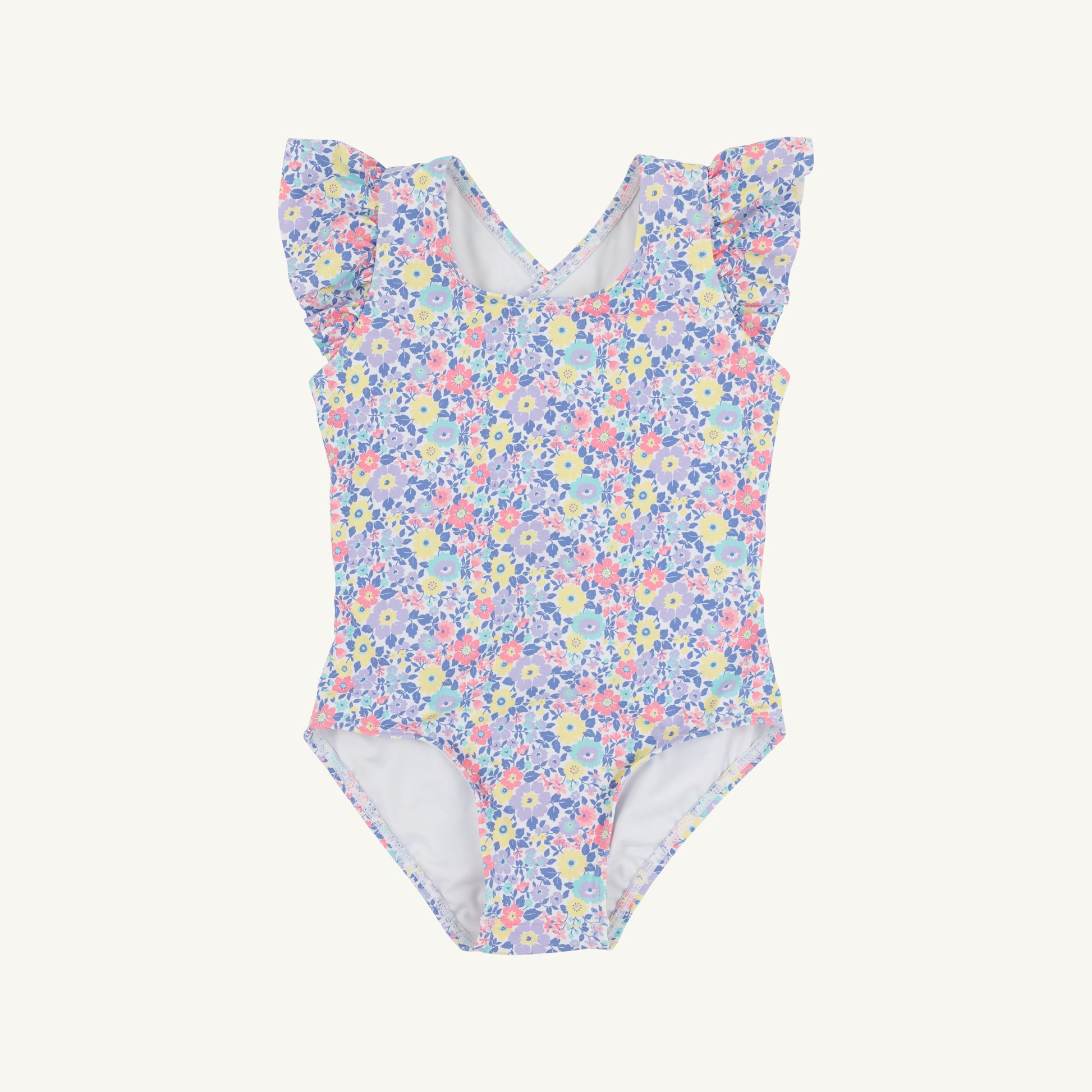 Briar Patch Petals Sadie swimsuit by The Beaufort Bonnet Company, featuring a colorful floral design for children.