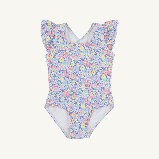 Briar Patch Petals Sadie swimsuit by The Beaufort Bonnet Company, featuring a colorful floral design for children.