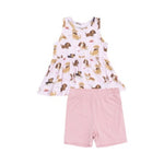 Angel Dear - Best Friend Dogs Pink Peplum Tank & Bike Short Set