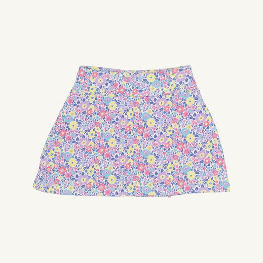 White prepletic Cindy skort with petal design from The Beaufort Bonnet Company, showcasing lightweight cotton fabric and floral accents.