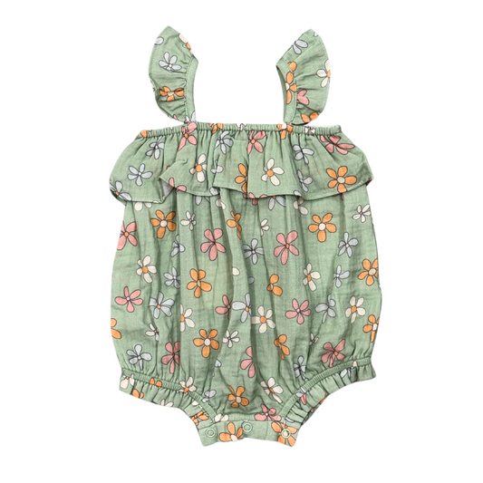 Sketched Daisy Gauze Bubble Romper