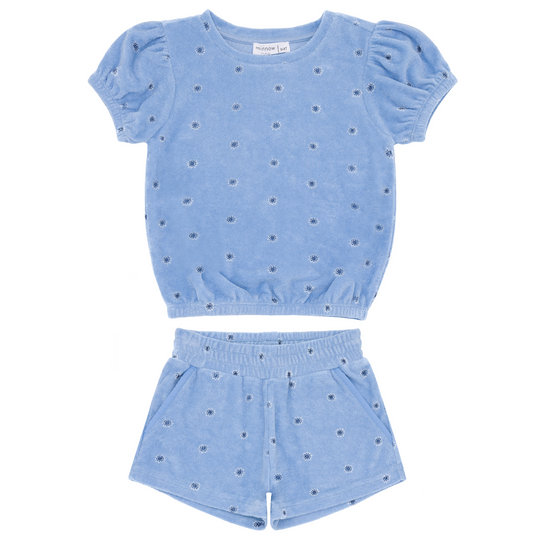 minnow - girls gibbs hill floral french terry top & short set