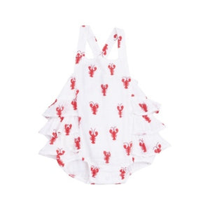 Angel Dear - Lobster Muslin Ruffle Sunsuit