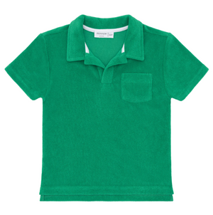 minnow - boys bermuda green french terry polo