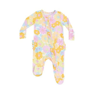 Angel Dear - Sunny Dahlias Ruffle Zip Footie