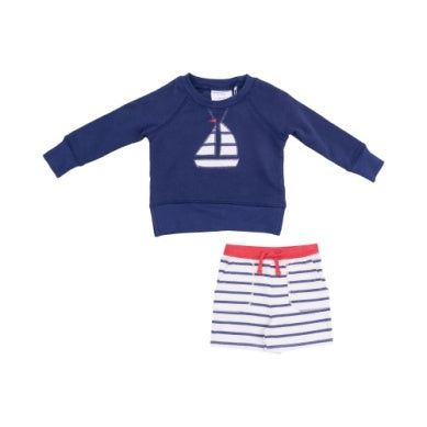 Angel Dear - Sailboat French Terry Set with Red