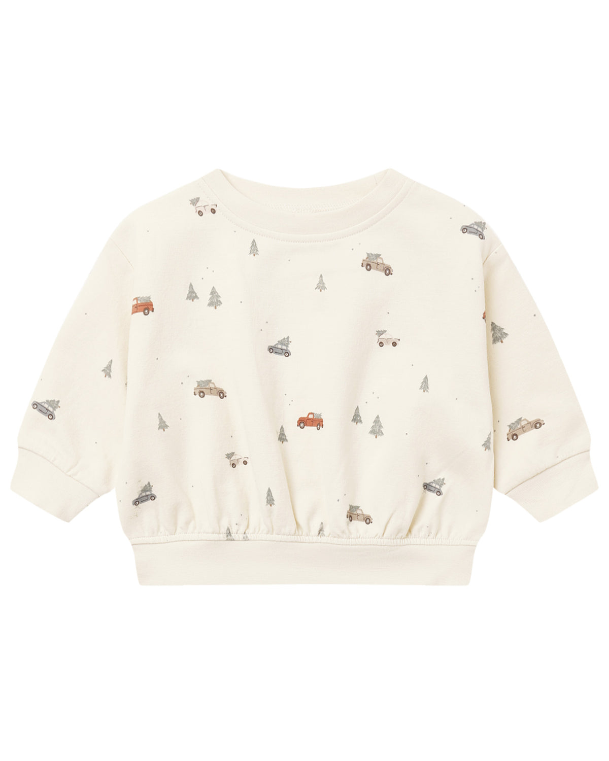 Relaxed fleece sweatshirt by Quincy Mae with holiday-themed design, soft texture, and cozy fit, shown in a casual style.
