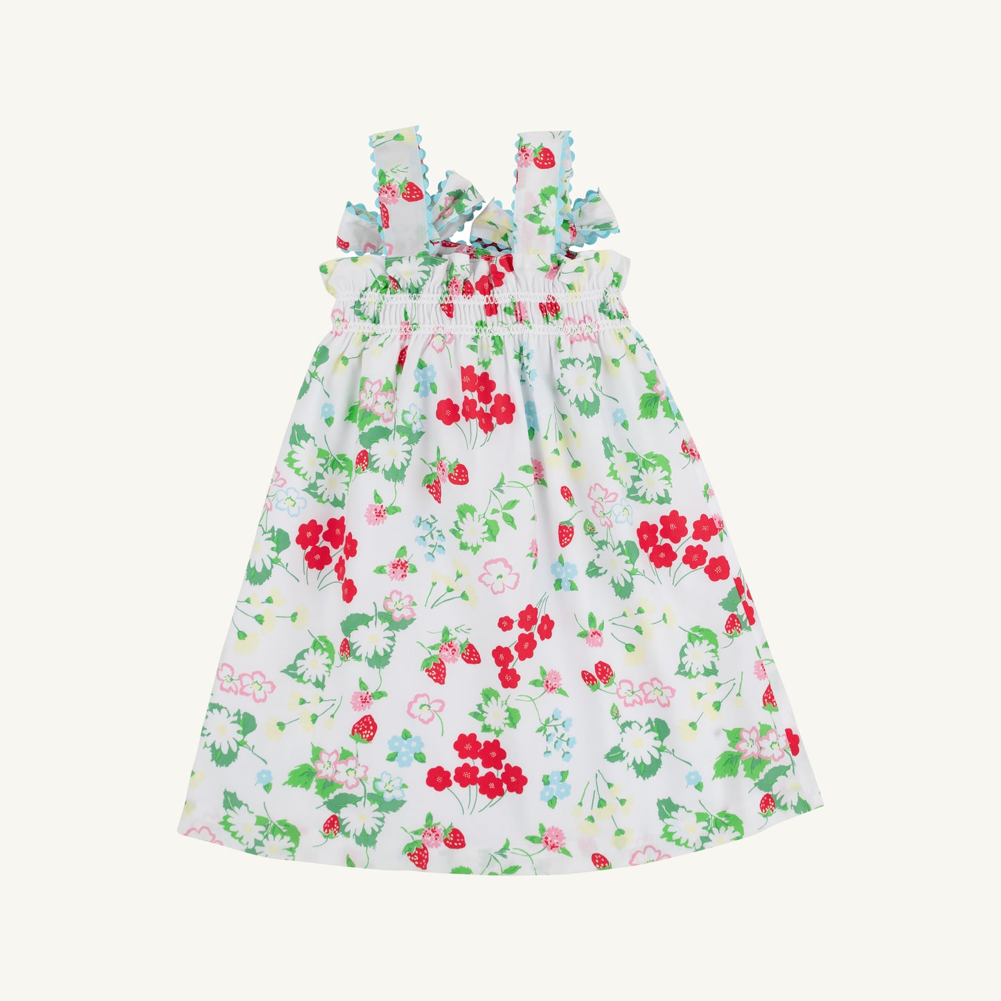 Pink and blue Berry Sweet/Belhaven Blue Laineys Little Dress by The Beaufort Bonnet Company, featuring a charming floral pattern.