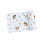 Angel Dear - Vintage Animal Faces Blue Swaddle Blanket