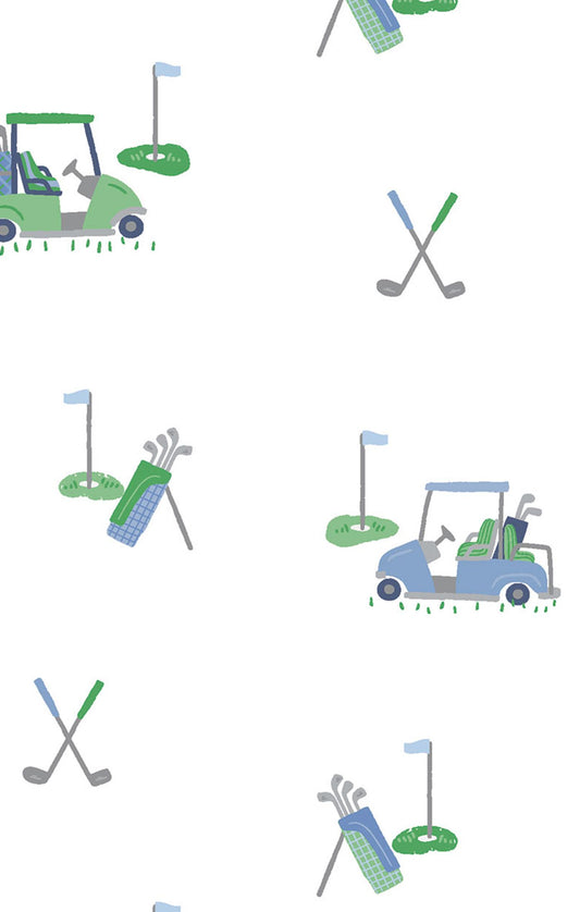 Golf Carts & Blue Stripe Baby Blanket