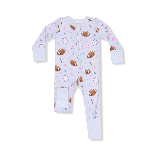 Touchdown Time Lavender Zip Romper