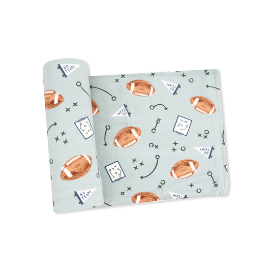 Touchdown Time Grey Mist Swaddle Blanket